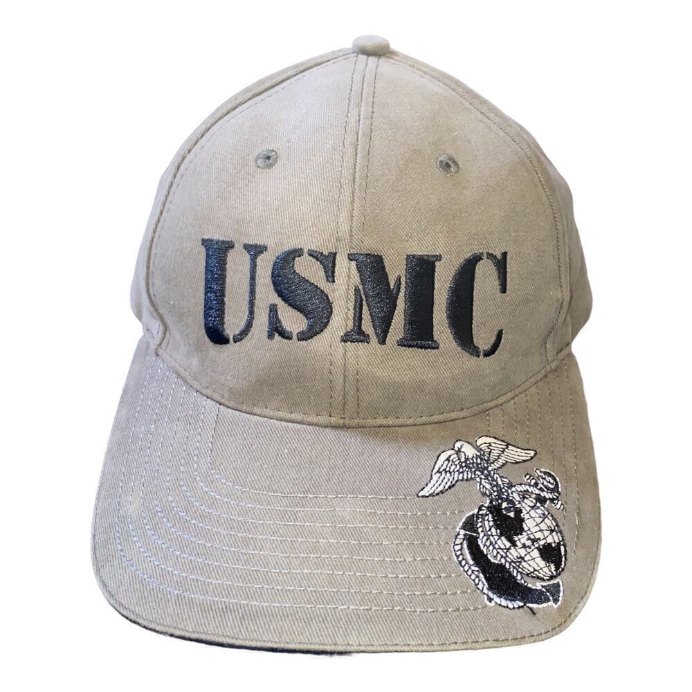 USMC Khaki Green Cap w/Eagle Crest & branded USMC license hologram.‎